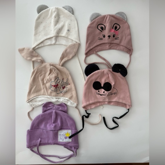Other - Set of 5 Baby Cotton Hats Adorable Kids Animal-Themed